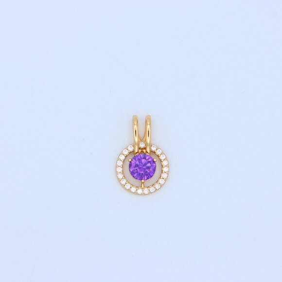 "Radiant Purple Halo Pendant in Gold Plated Brass with Crystal Ring, XPPT1711 - Picture 12 of 13